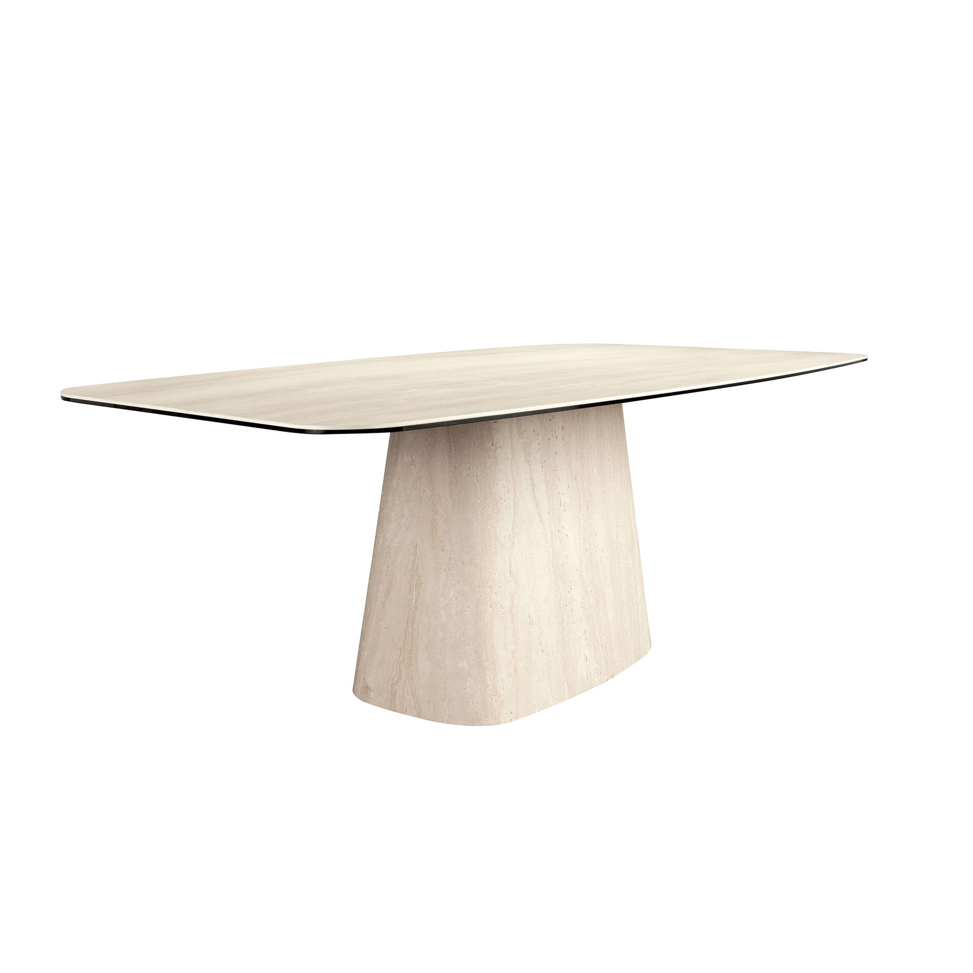 Oval barrel dining table in porcelain marble
