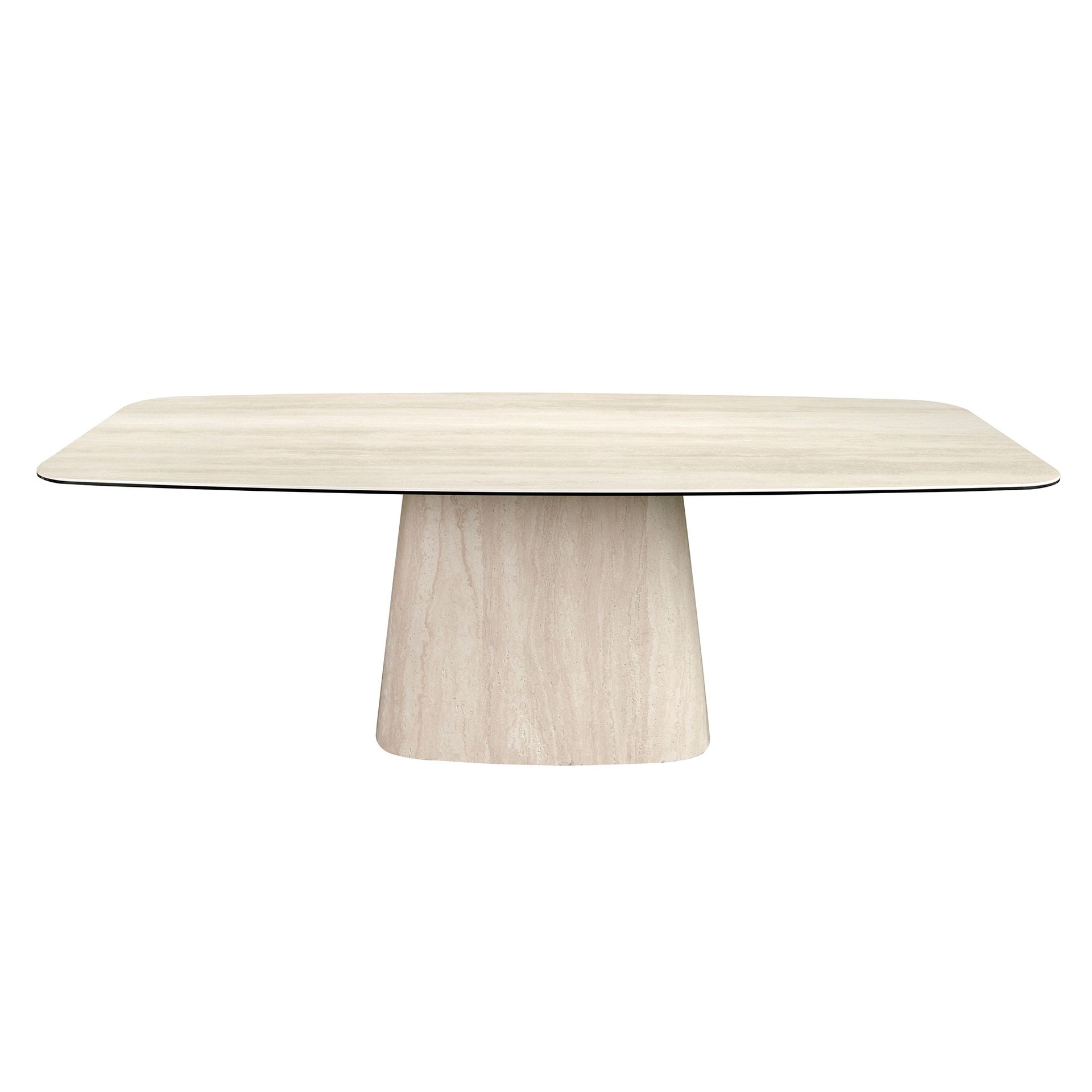 Oval barrel dining table in porcelain marble