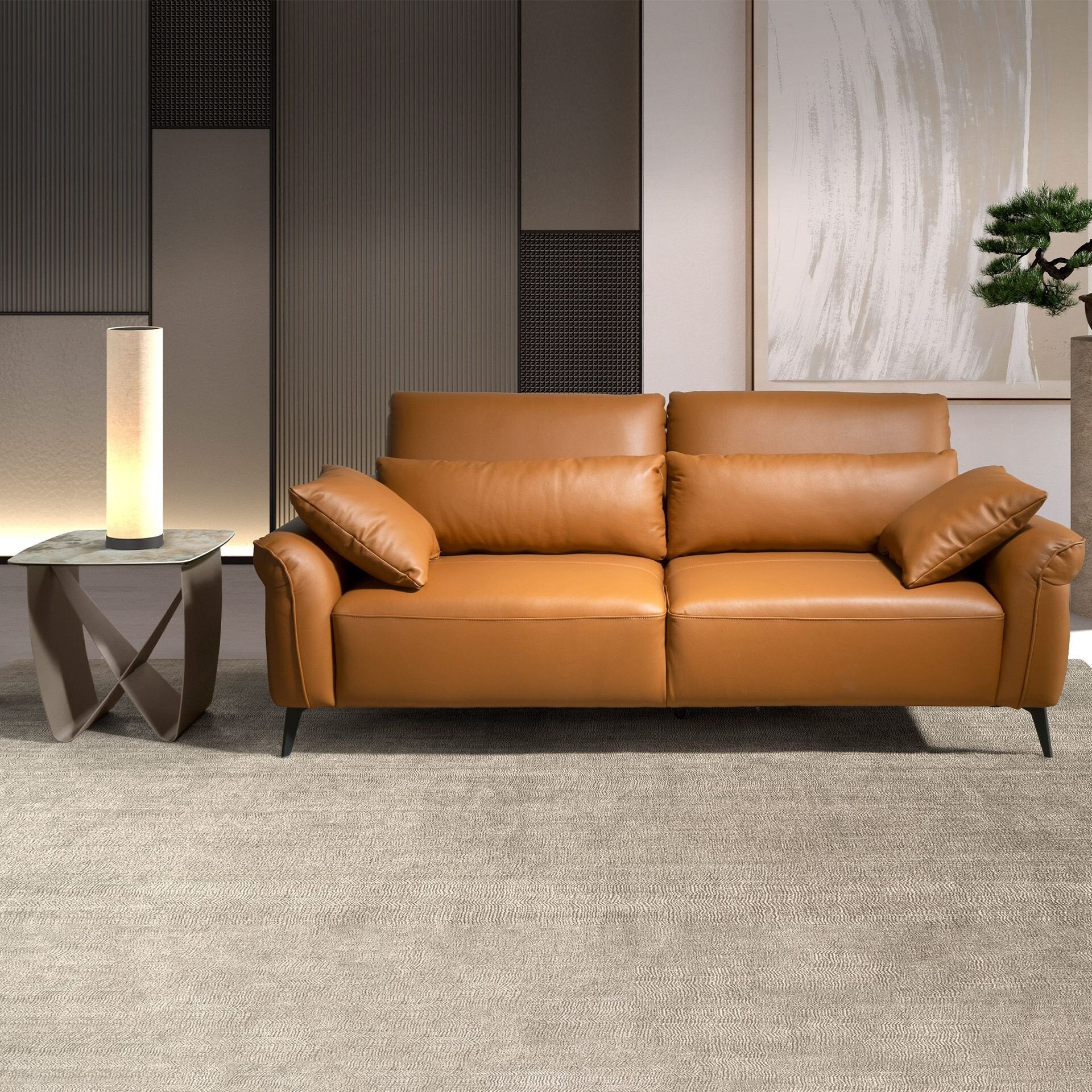 3-seters sofa brunt skinn