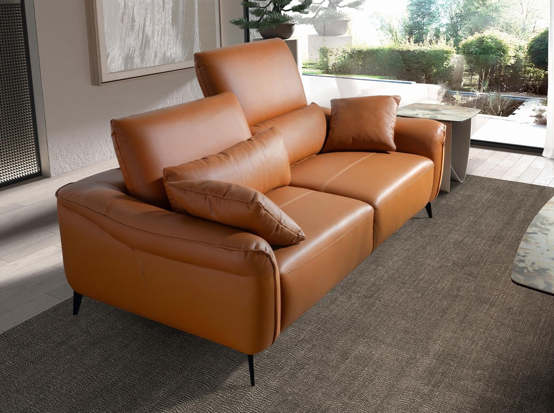 3-seters sofa brunt skinn