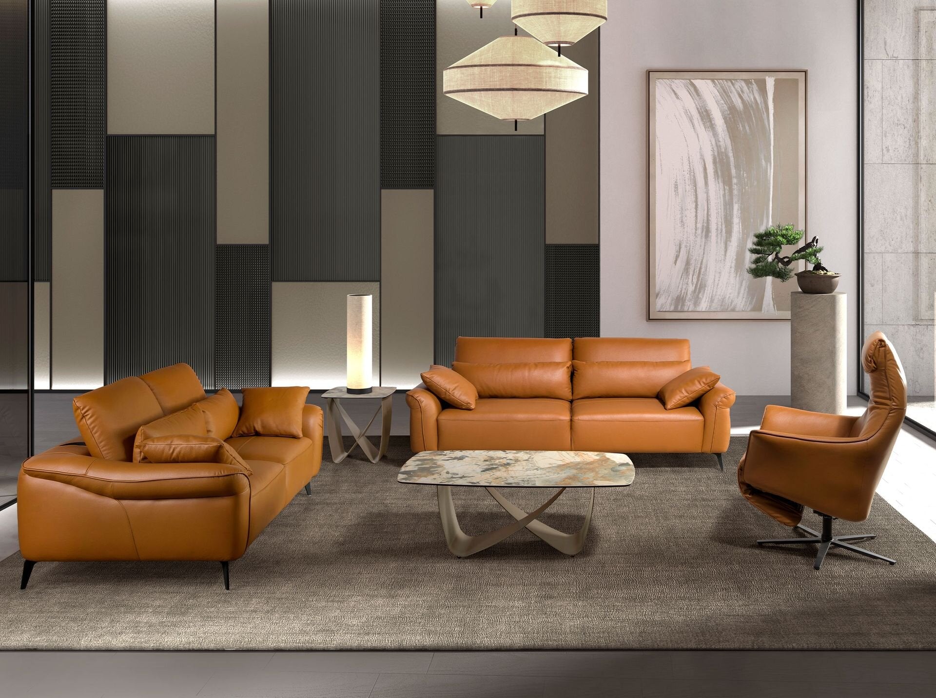 3-seters sofa brunt skinn
