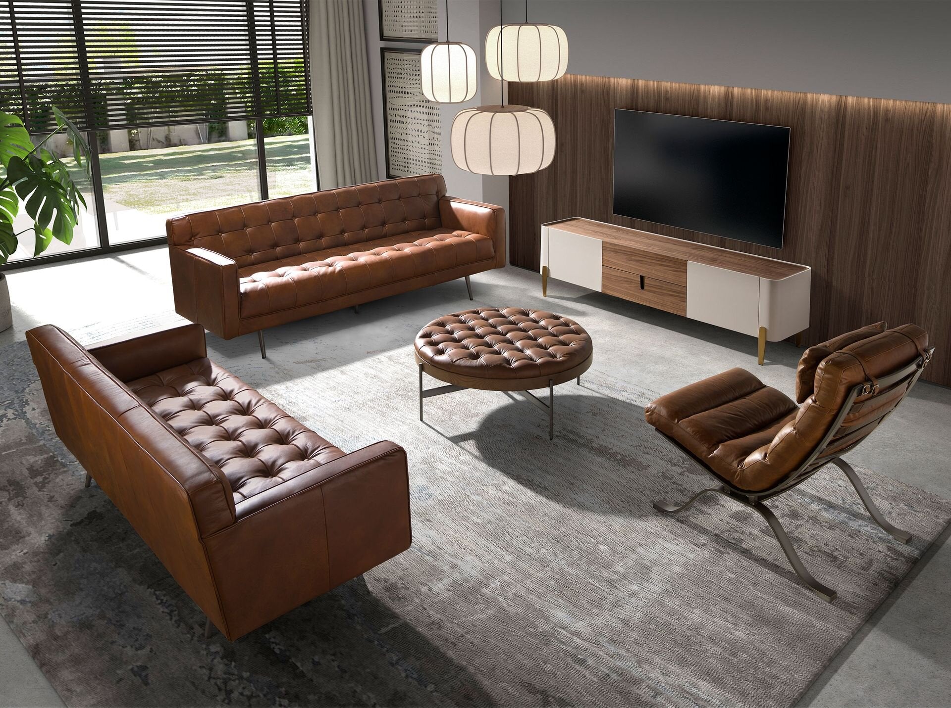 Chester 2-seters sofa i mørkebrunt skinn