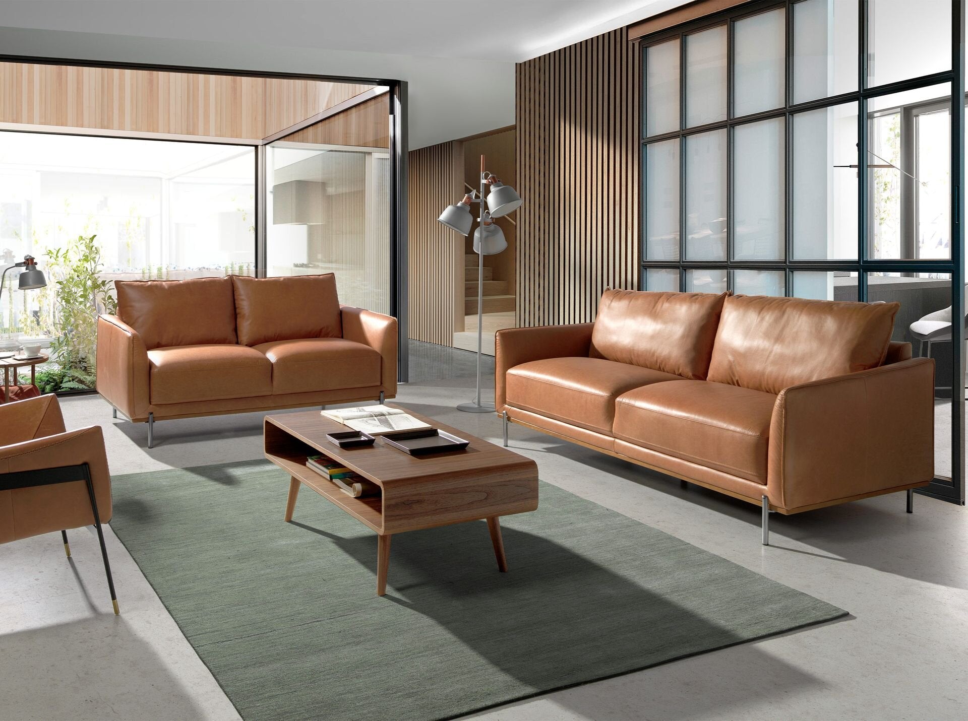 3-seters sofa Brunt skinn