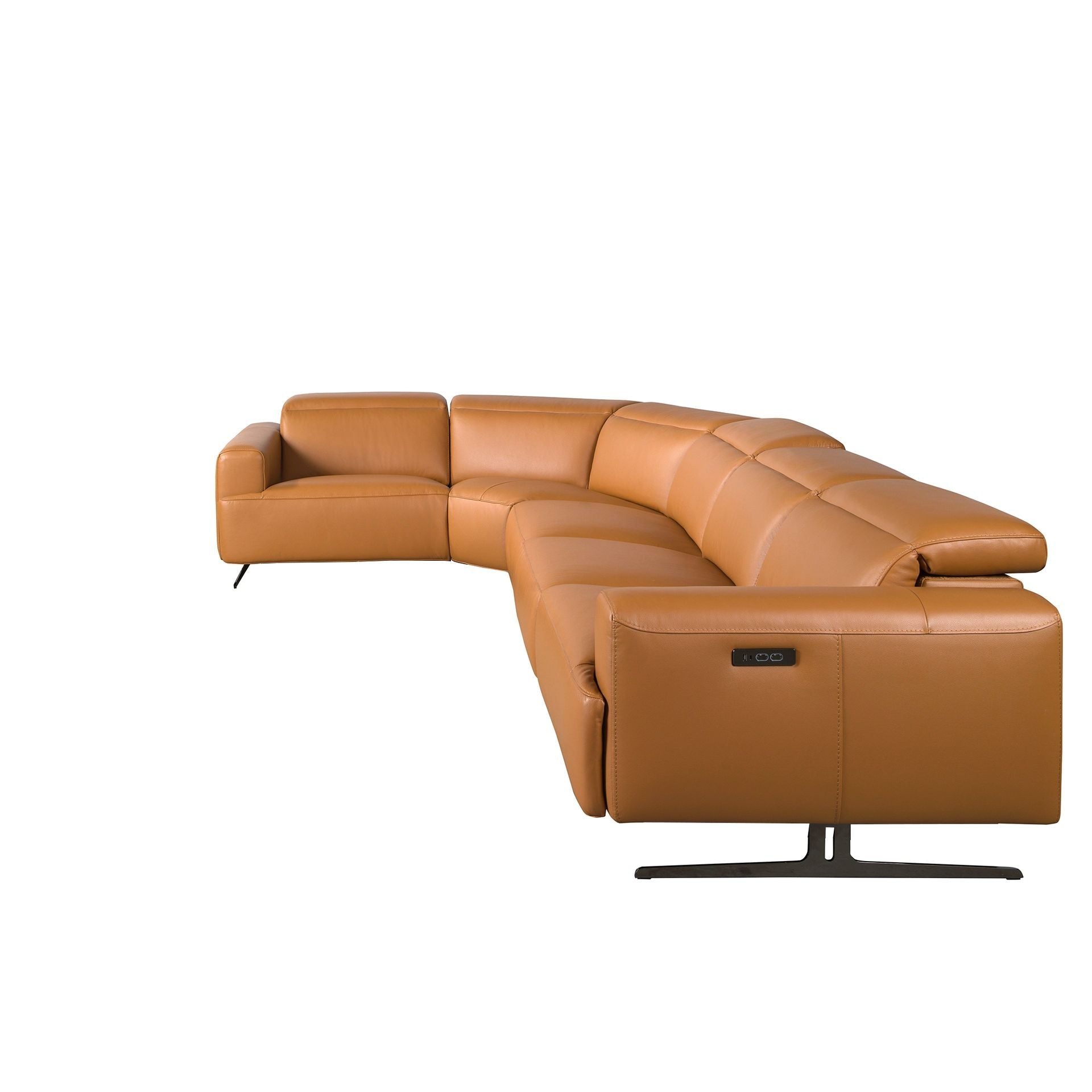 Brown leather modular relax corner sofa