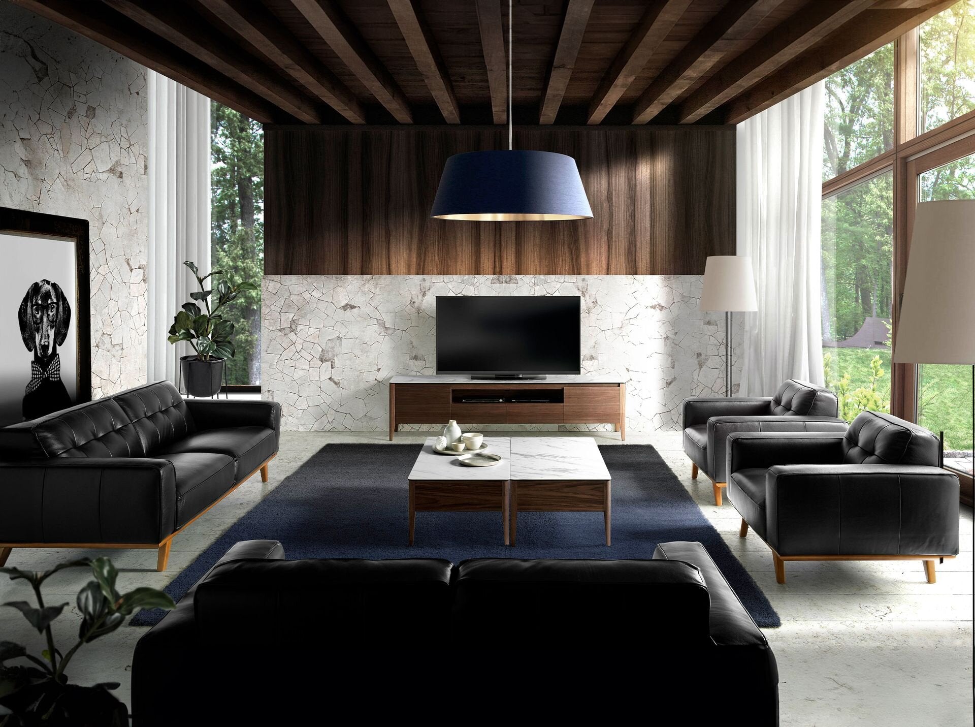 Chester 2-seters sofa Svart skinn