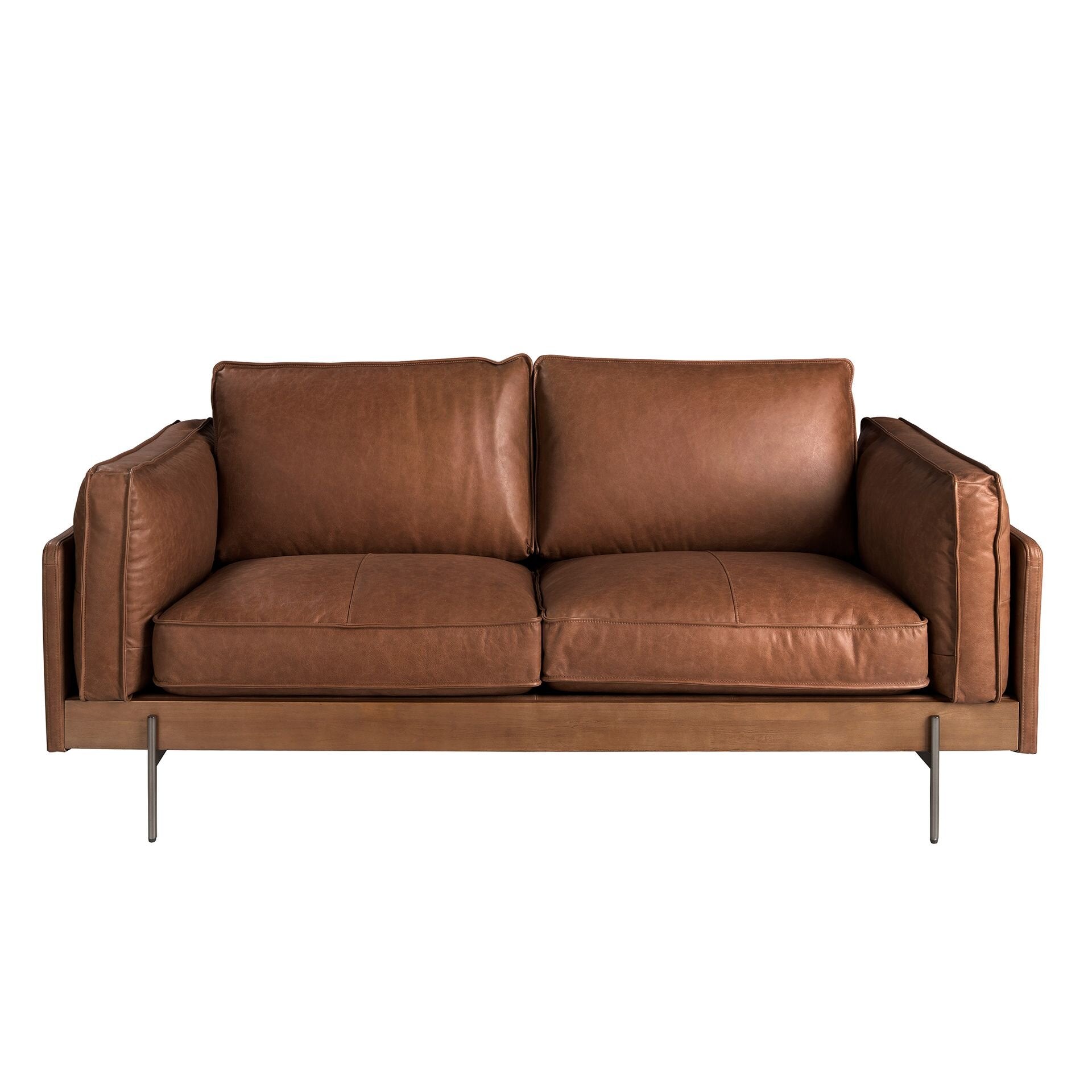 2-seters sofa Tobakk Brunt skinn