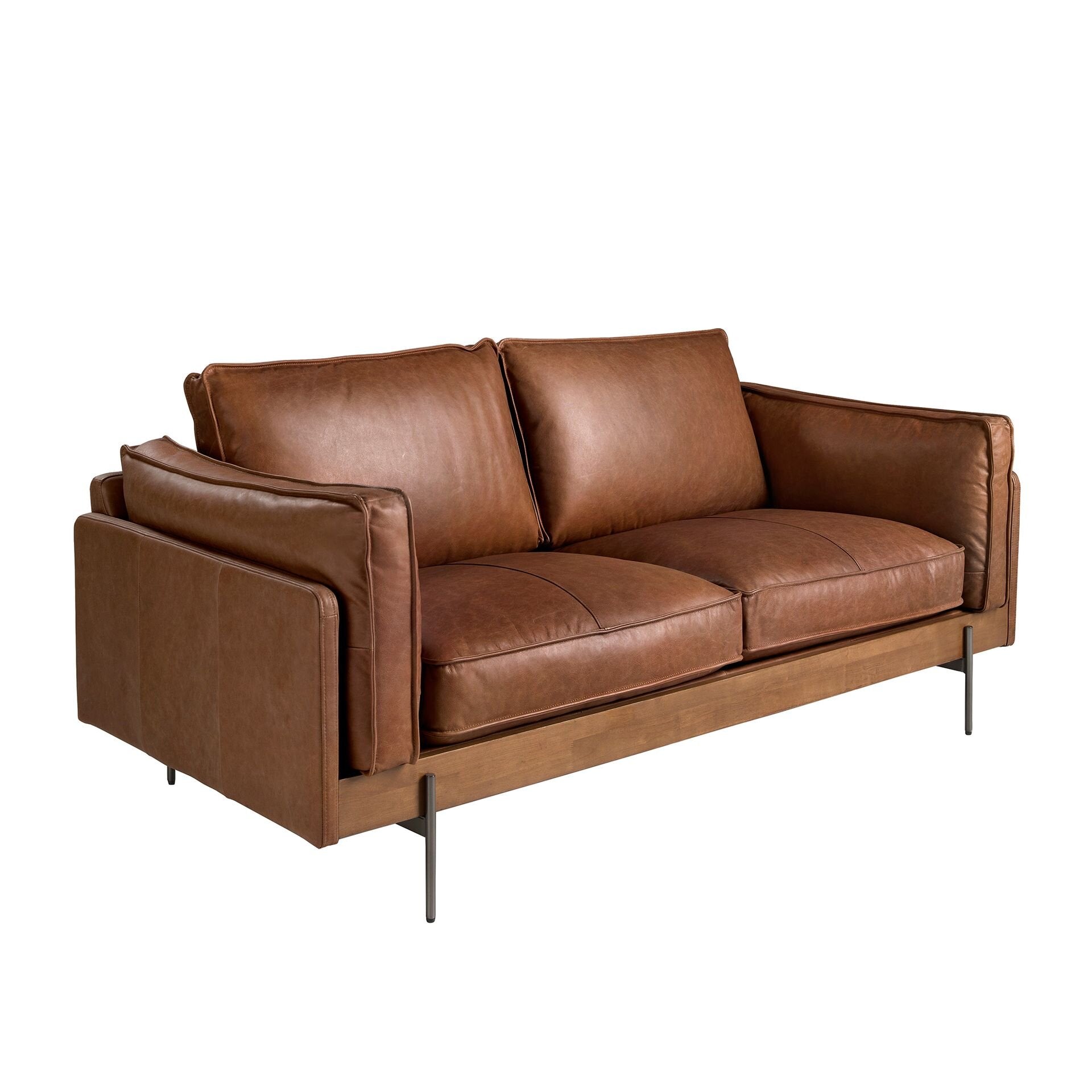 2-seters sofa Tobakk Brunt skinn
