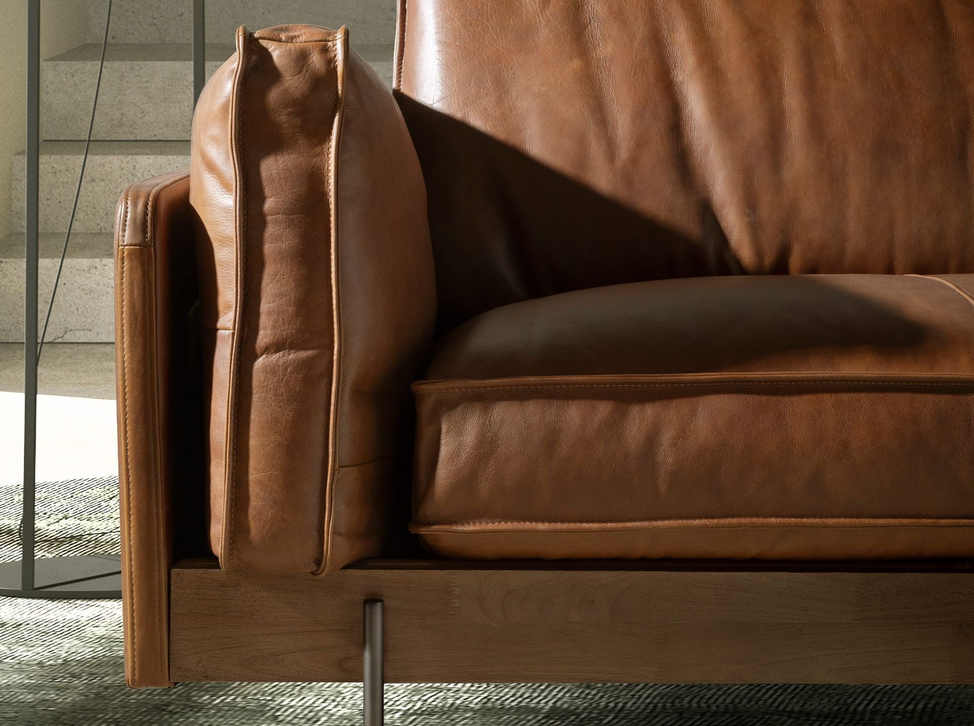 2-seters sofa Tobakk Brunt skinn