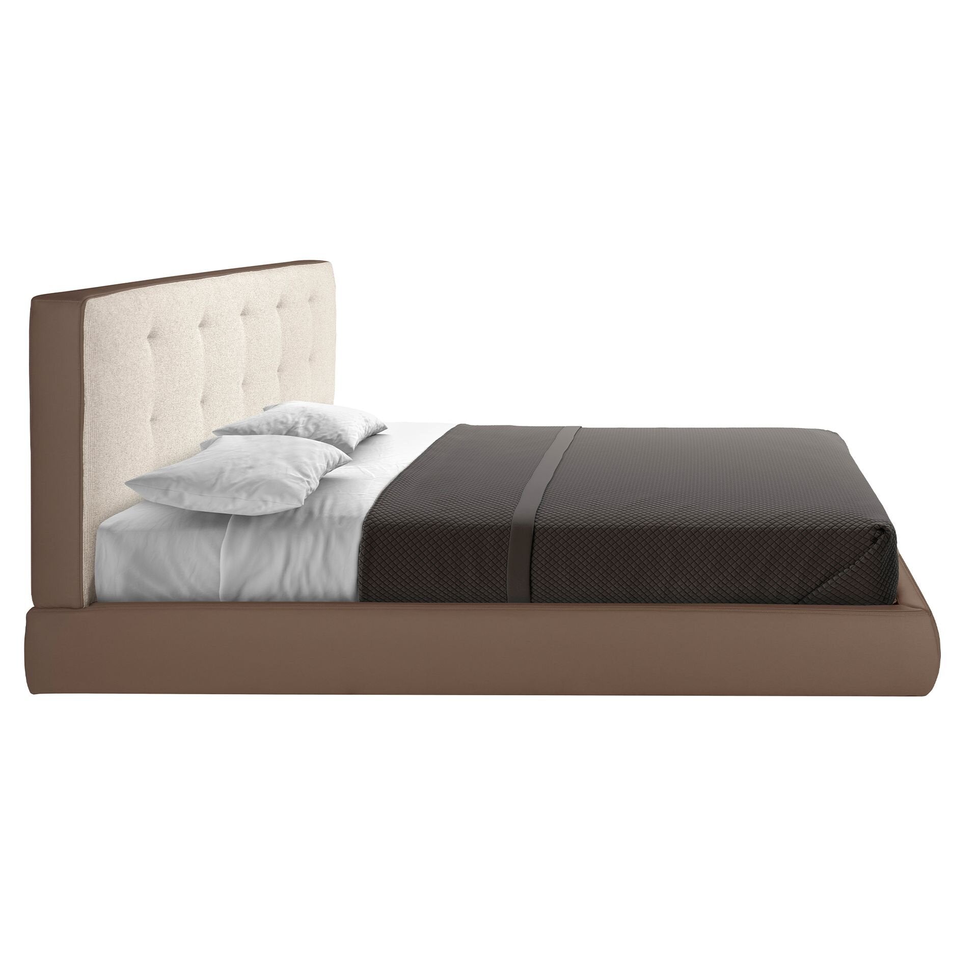 Seng i brunt stoff og Eco-Leather