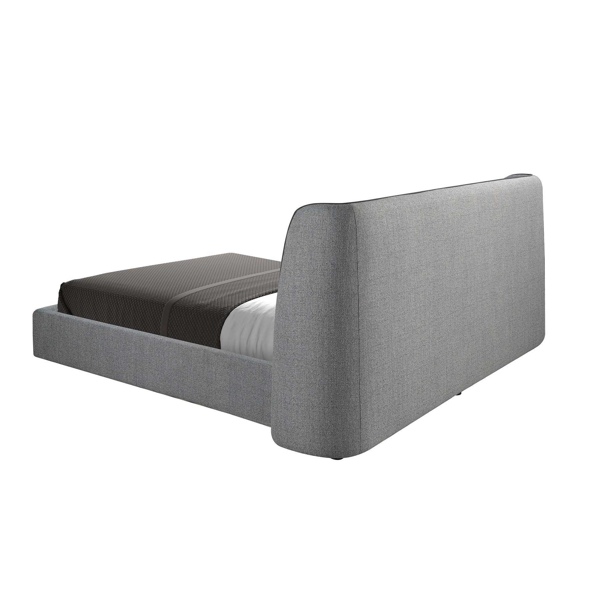 Bed in dark grey fabric