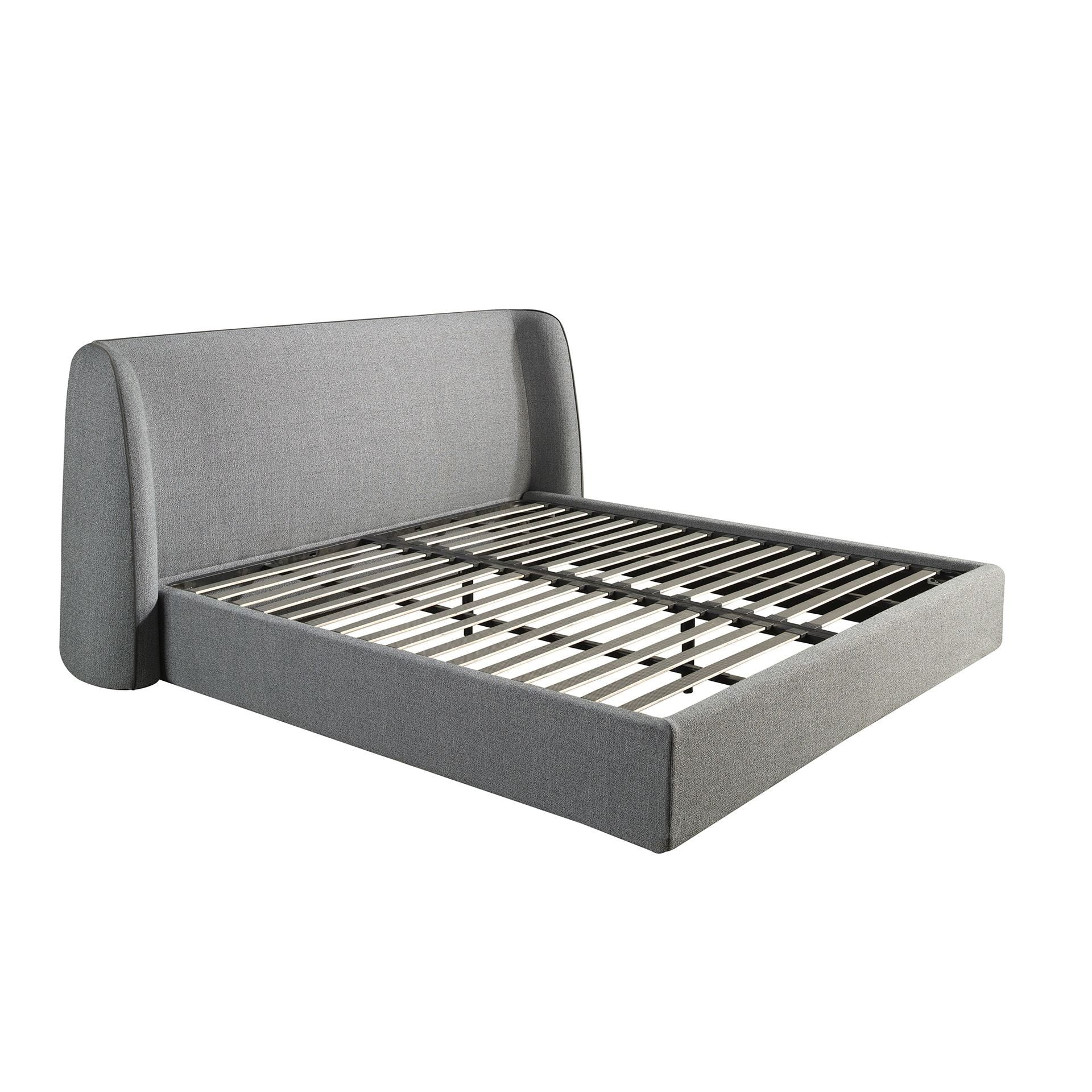 Bed in dark grey fabric