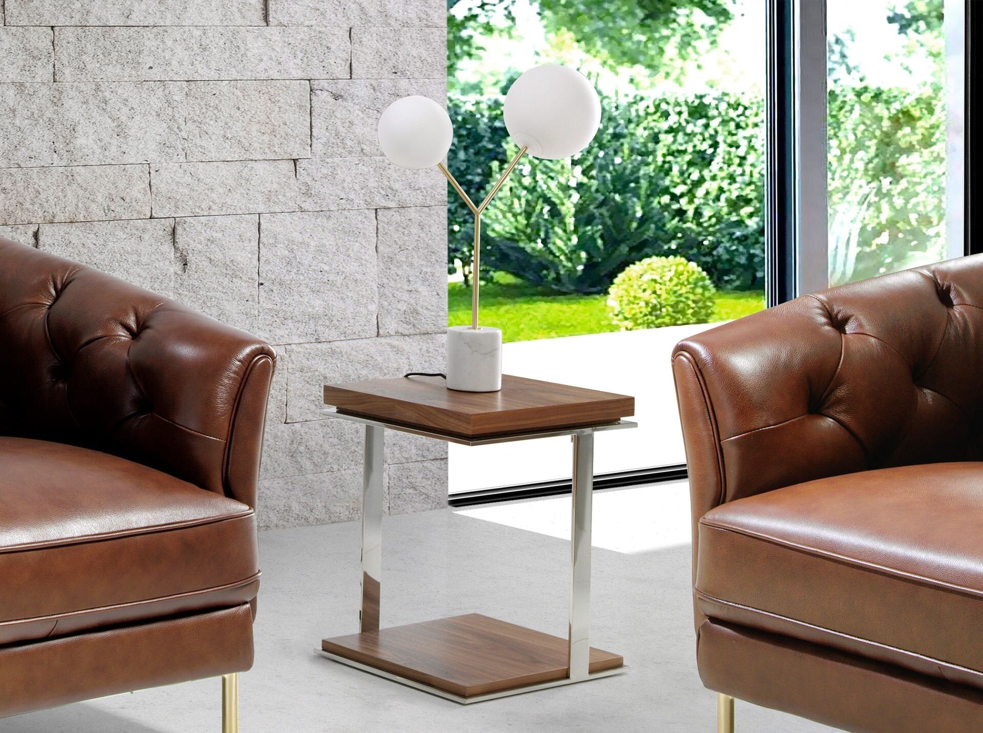 Bordlampe Hvit marmor