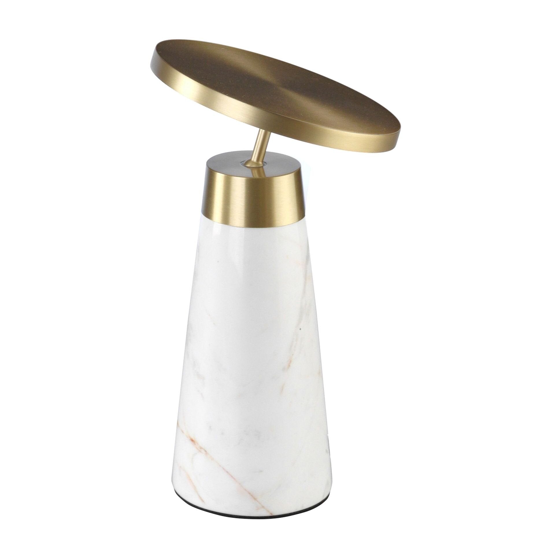 Bordlampe Hvit Marmor Gylden Stål