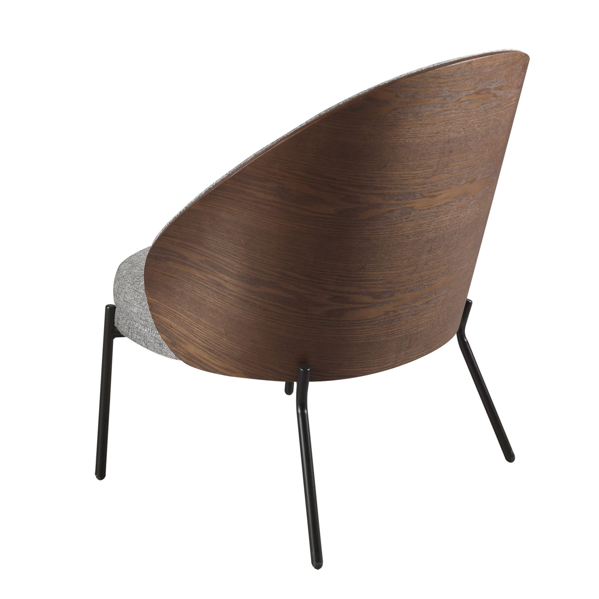 Armchair in grey and walnut fabric