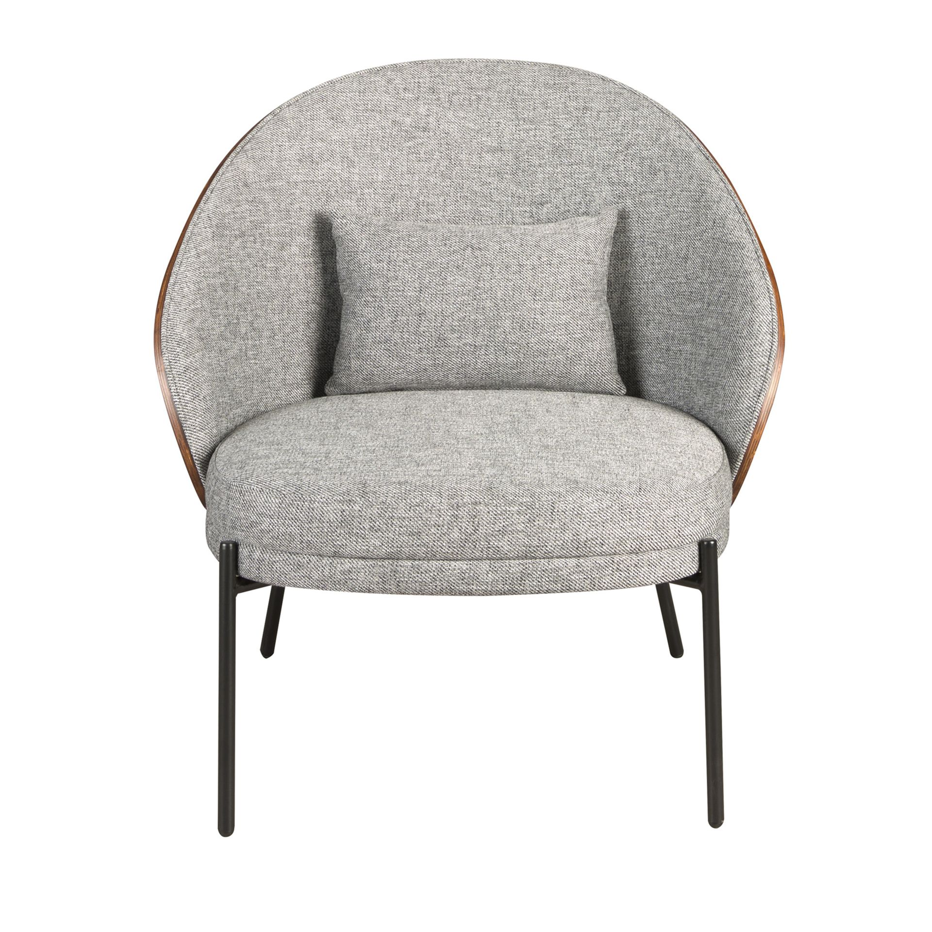 Armchair in grey and walnut fabric