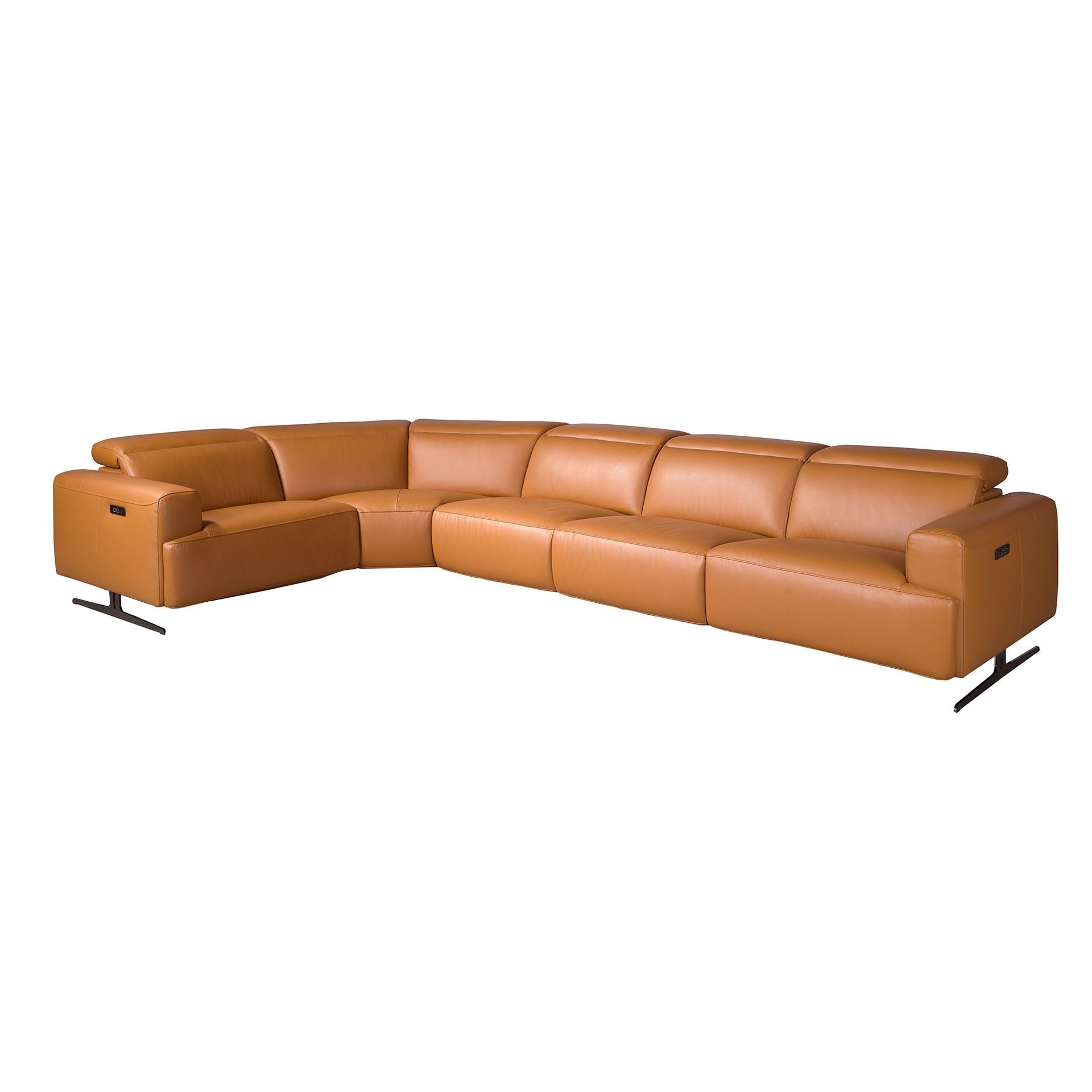 Brown leather modular relax corner sofa
