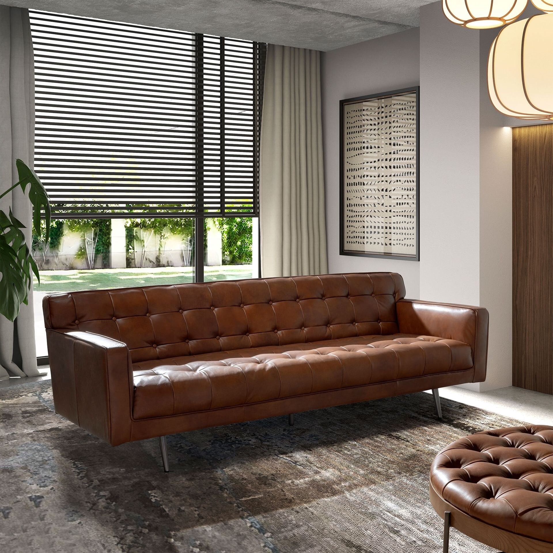 Chester 3-seters sofa i mørkebrunt skinn
