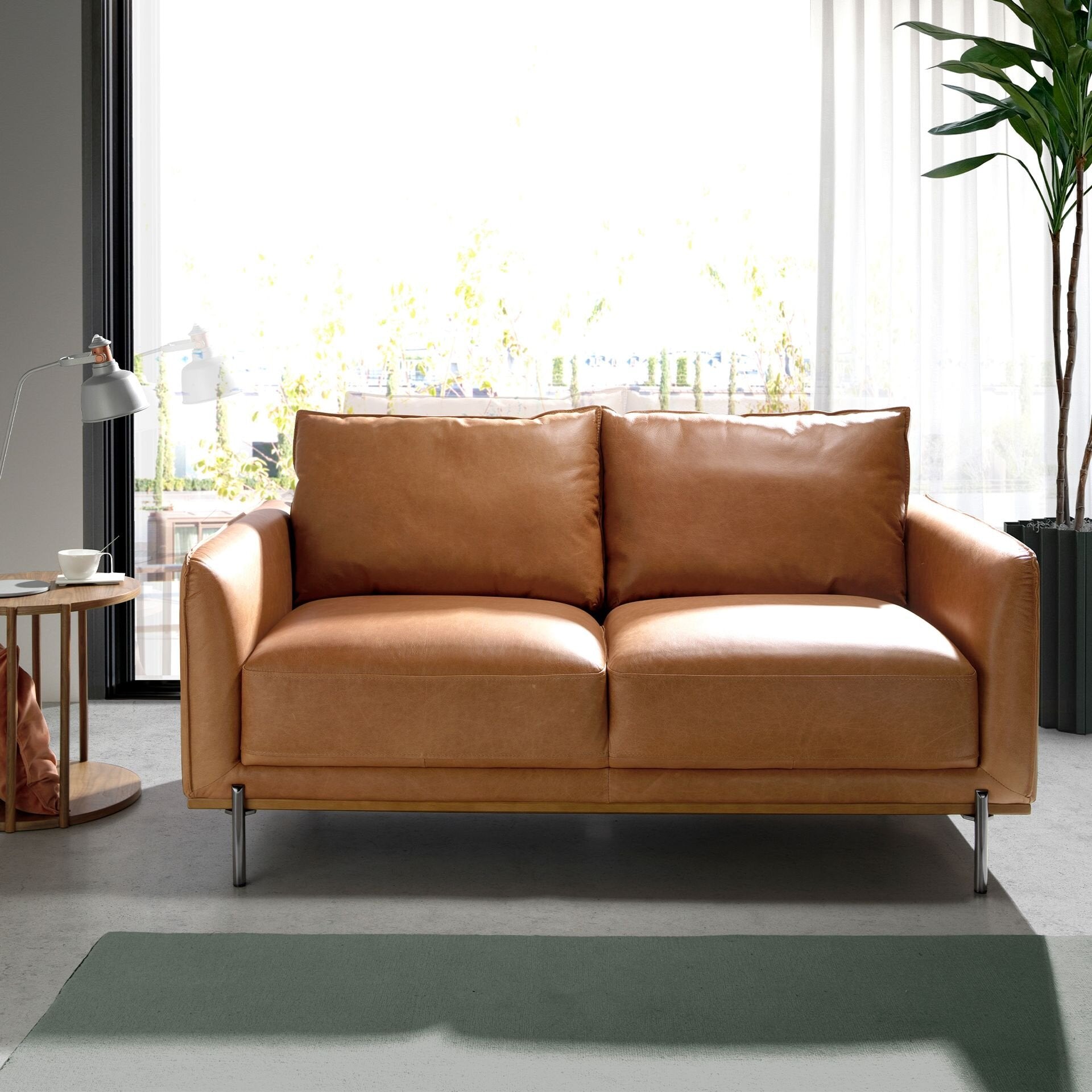 Brun 2-seters sofa i skinn