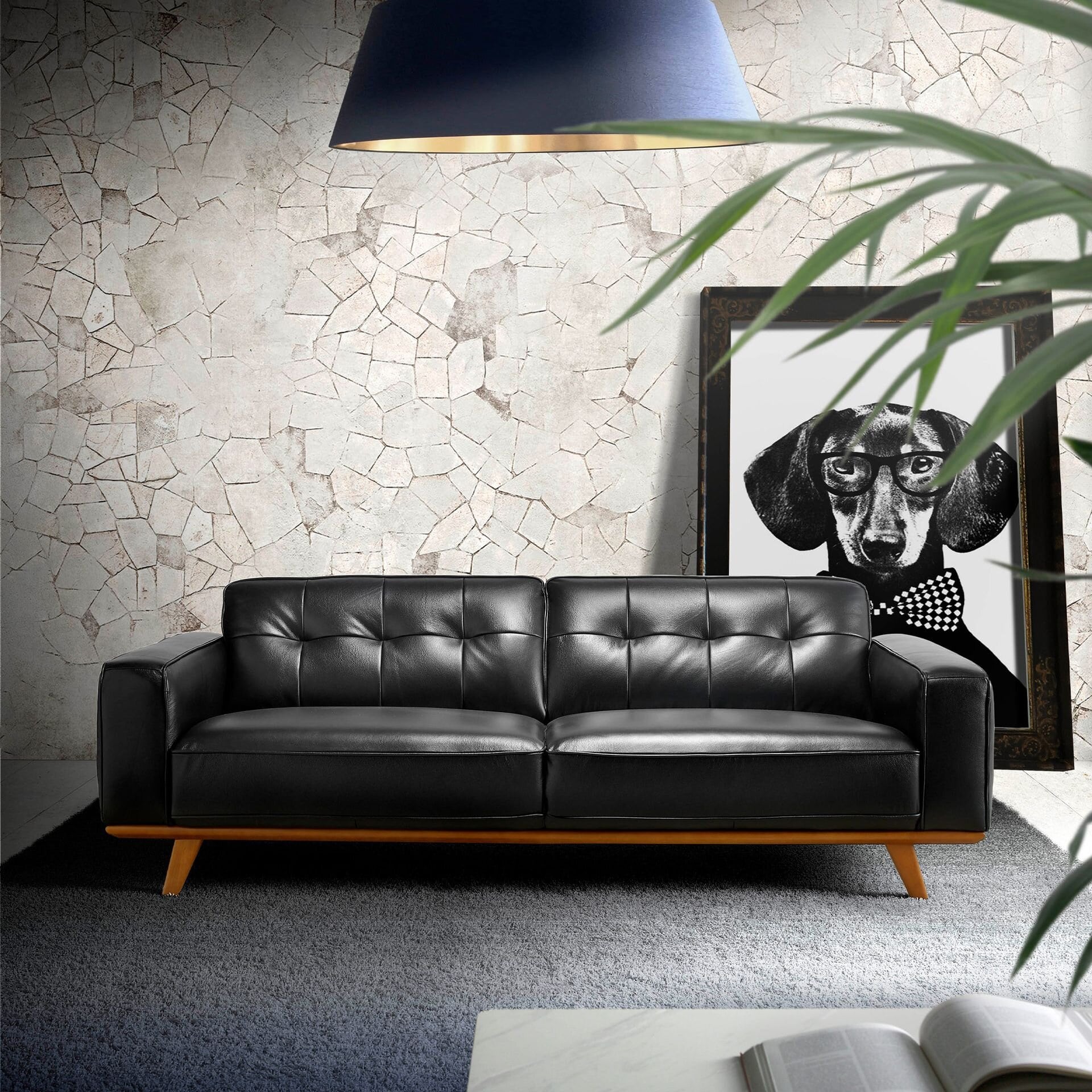 Chester 3 seter Sofa Svart Skinn
