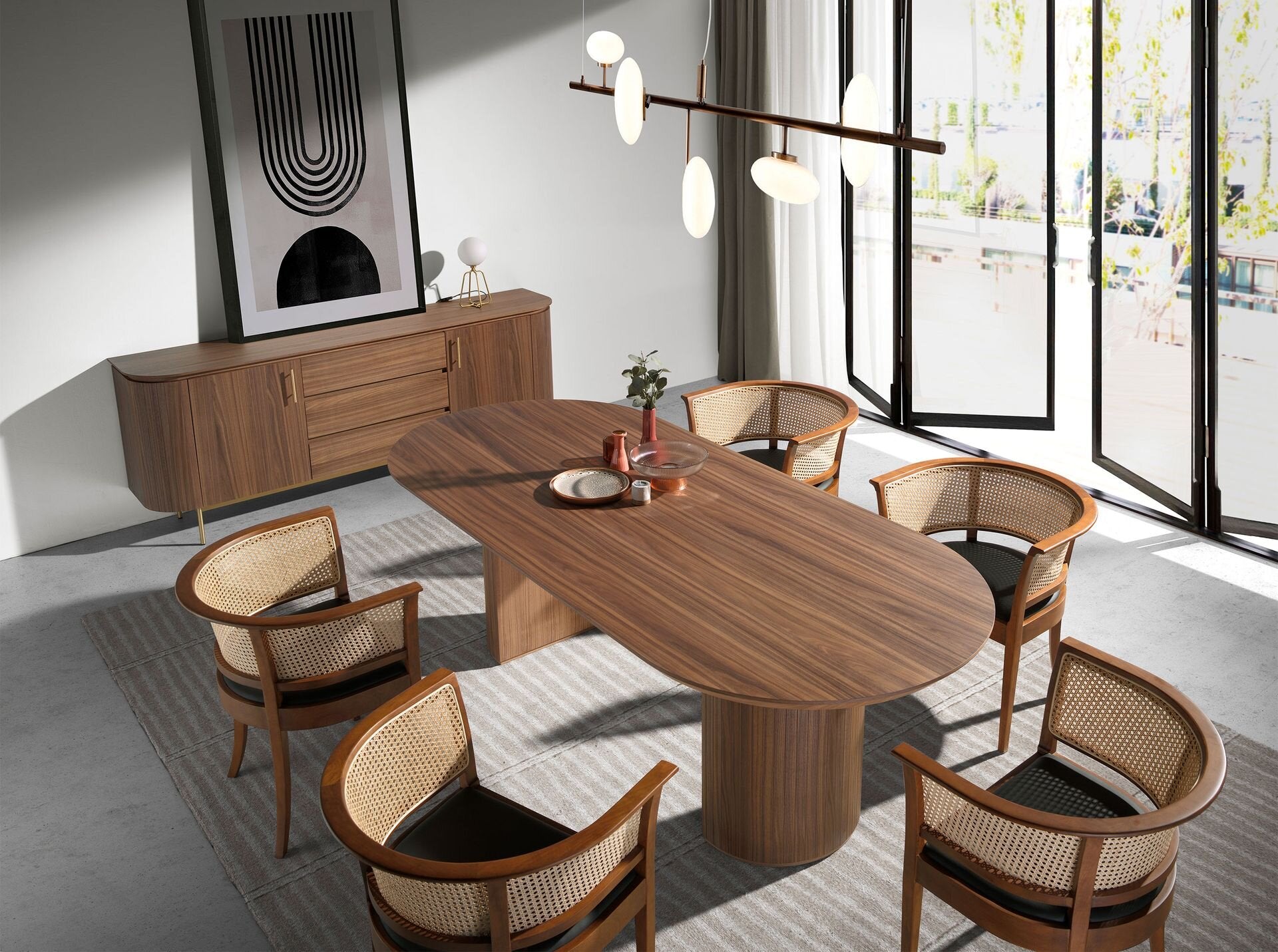 Oval Half Point Walnut Spisebord