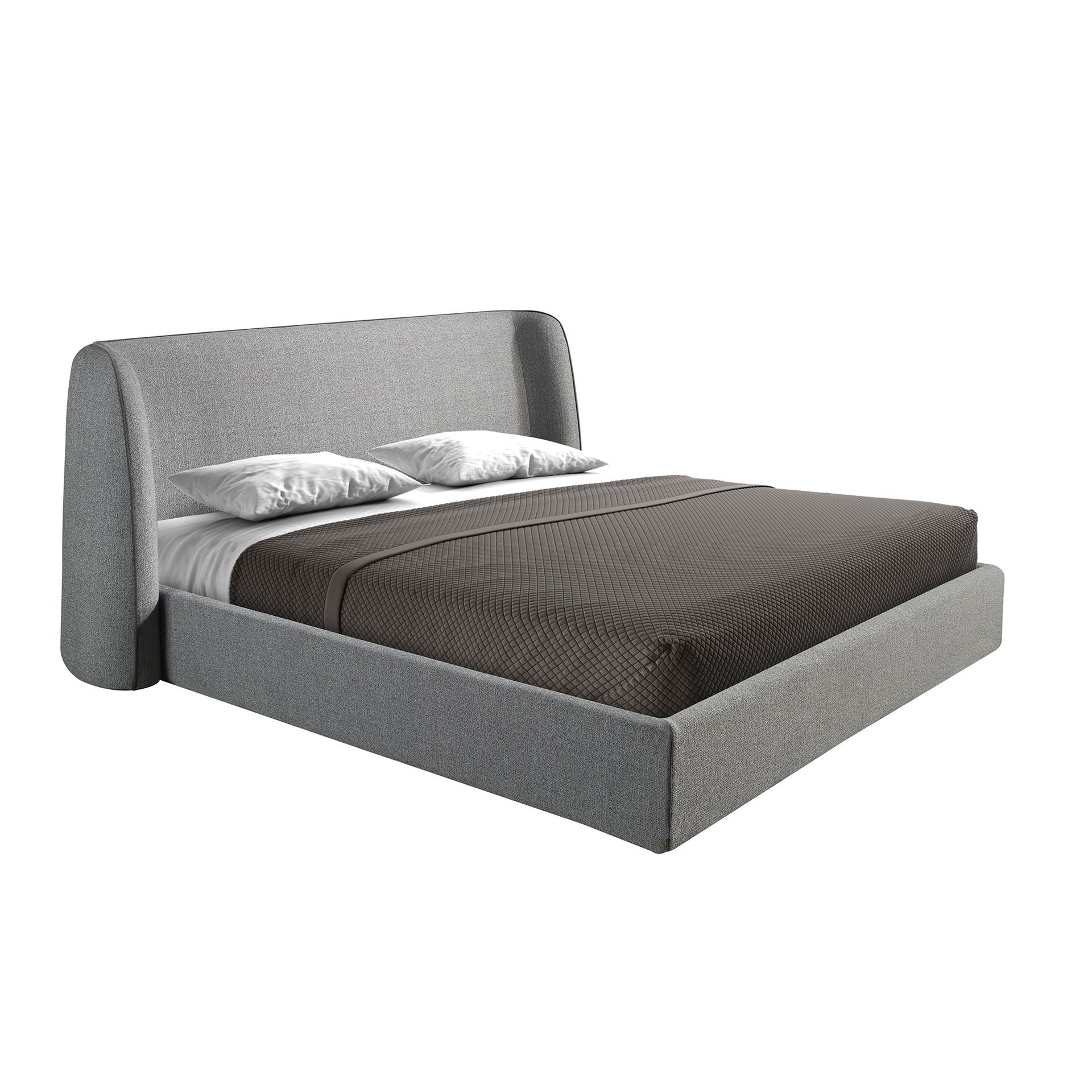 Bed in dark grey fabric